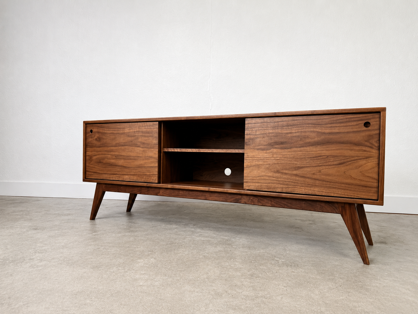 Walnut Media Console | Mid Century Modern TV Stand | Ready to Ship