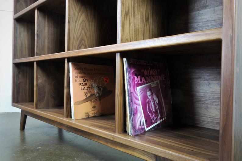 Detailed view of the StudioK credenza’s mid-century modern inspired legs, designed for stability and timeless style