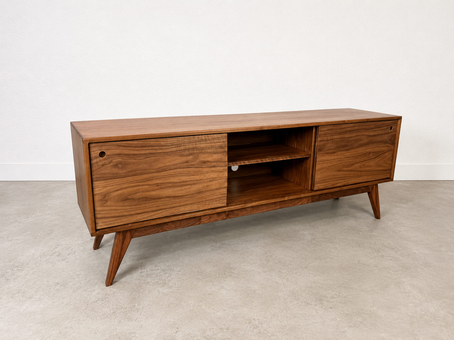 Walnut Media Console | Mid Century Modern TV Stand | Ready to Ship