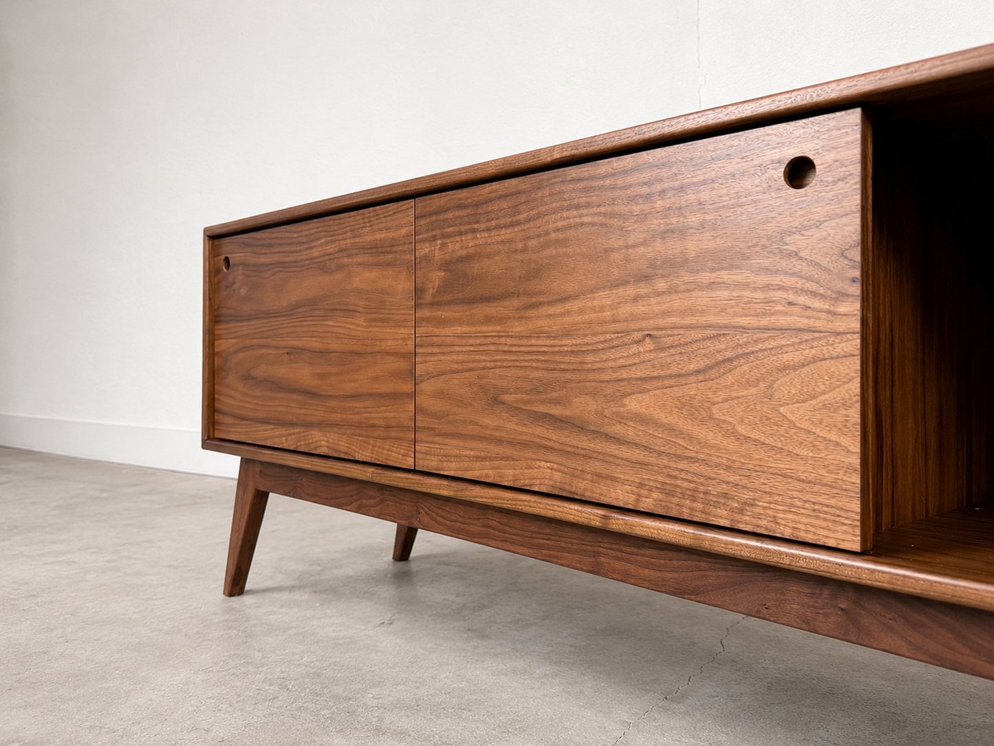 Walnut Media Console | Mid Century Modern TV Stand | Ready to Ship