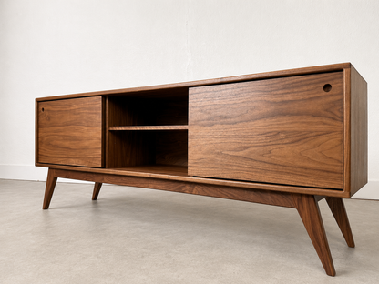Walnut Media Console | Mid Century Modern TV Stand | Ready to Ship