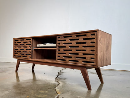 Greyboy walnut console side view mid century modern