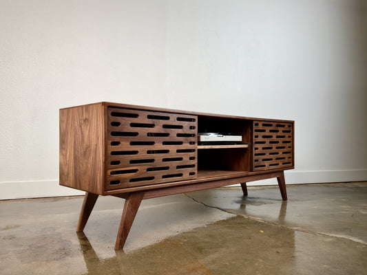 Greyboy walnut console mid century modern with clean architectural design