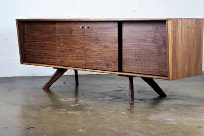 LazyBoy console showcasing its elegant silhouette, solid walnut construction, and heirloom-quality craftsmanship.