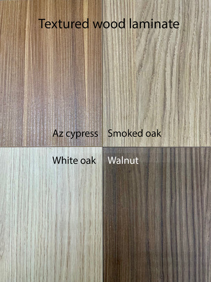 Real wood veneer finish options for the mid-century modern bathroom vanity, including durable matte and hand-applied urethane finishes