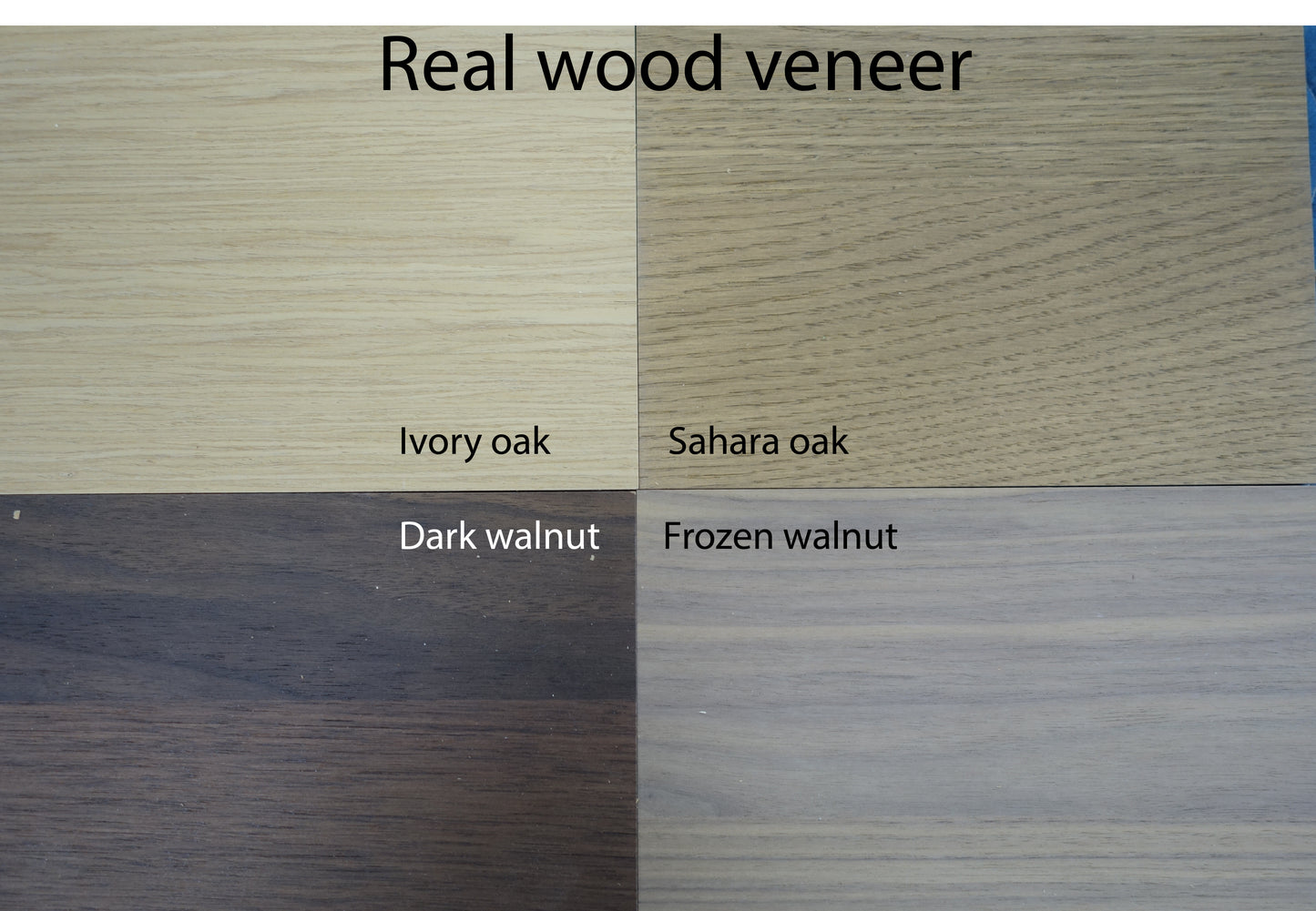 Real wood veneer finish options for the mid-century modern bathroom vanity, including durable matte and hand-applied urethane finishes