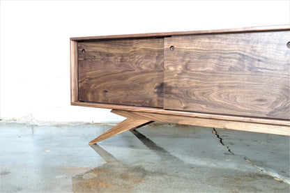 Side view of the Sonic credenza showcasing its clean lines, heirloom-quality craftsmanship, and smooth hand-applied oil finish