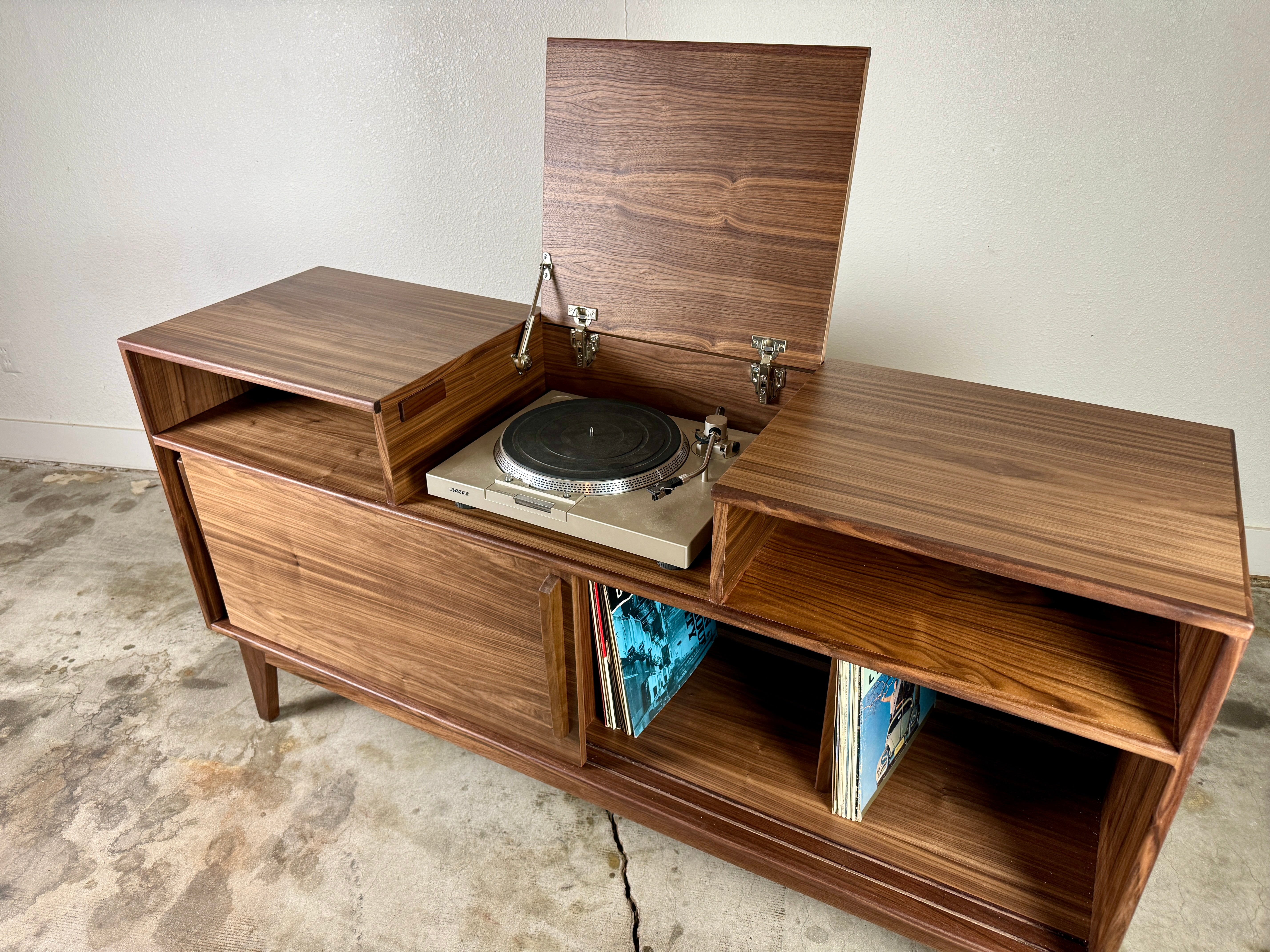 Walnut Record Player Consoles – Mid Century Modern Turntable Cabinets ...